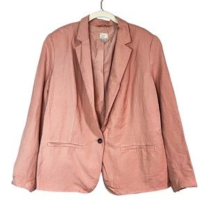 🌼 A NEW DAY • Light Pink Linen Blazer • Size 18